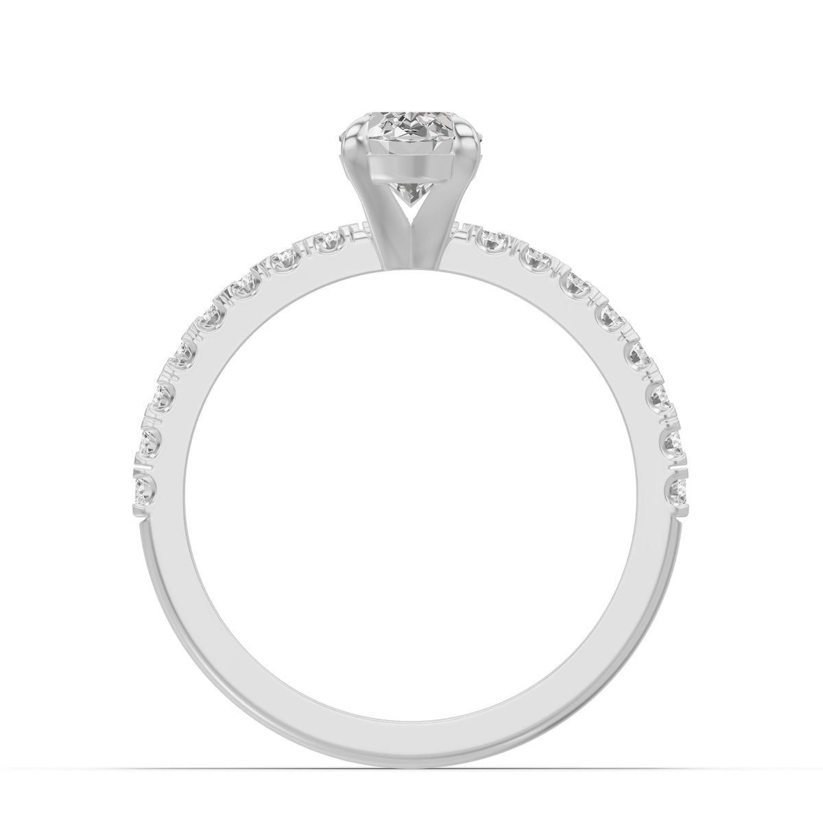 Micro-Pavé Bridal Set — Oval — 1.0 ct 14k White Gold