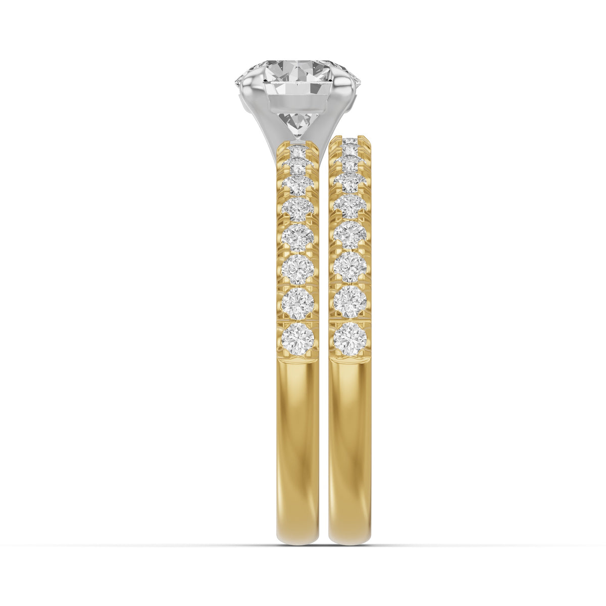 Micro-Pavé Bridal Set — Round — 1.0 ct 14k Yellow Gold