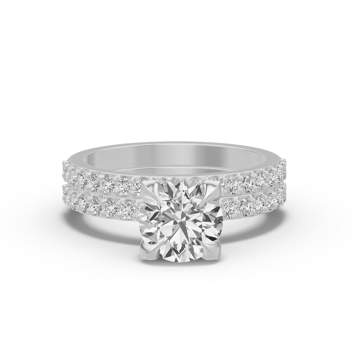 Micro-Pavé Bridal Set — Round — 2.0 ct 14k White Gold