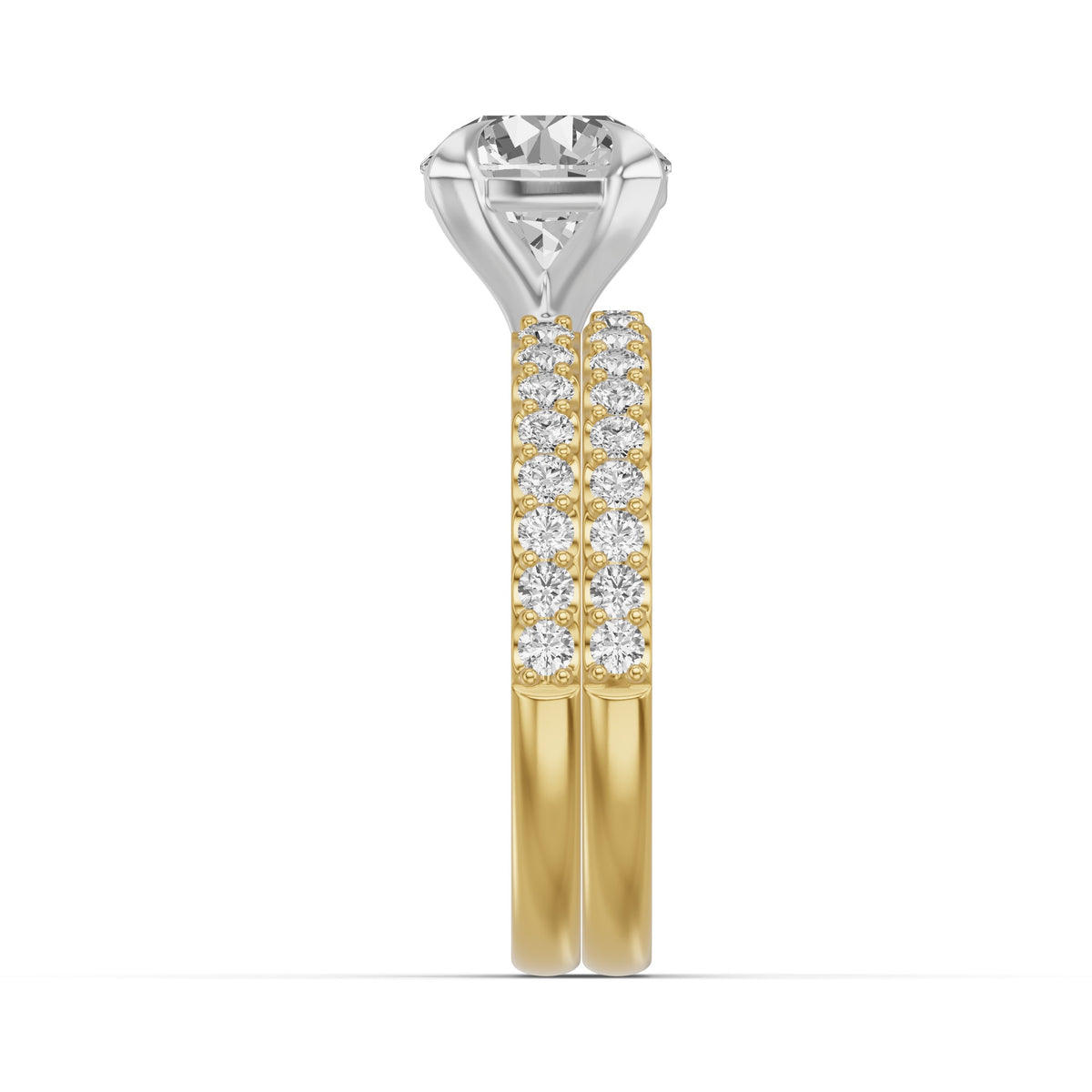 Micro-Pavé Bridal Set — Round — 2.0 ct 14k Yellow Gold