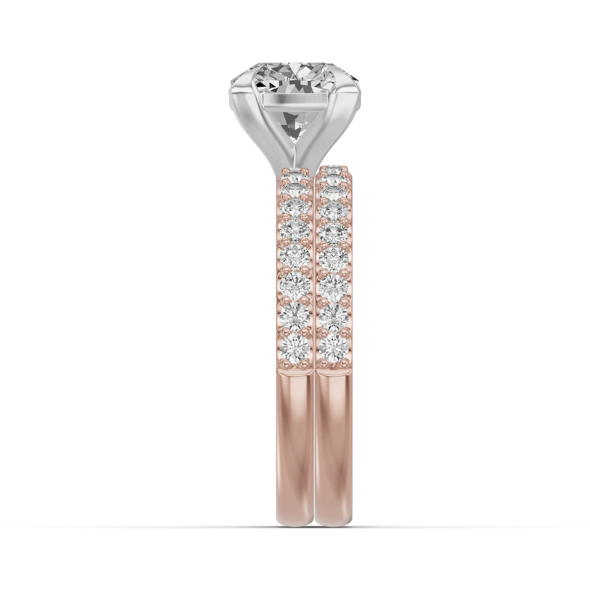 Micro-Pavé Bridal Set — Cushion — 2.0 ct 14k Rose Gold