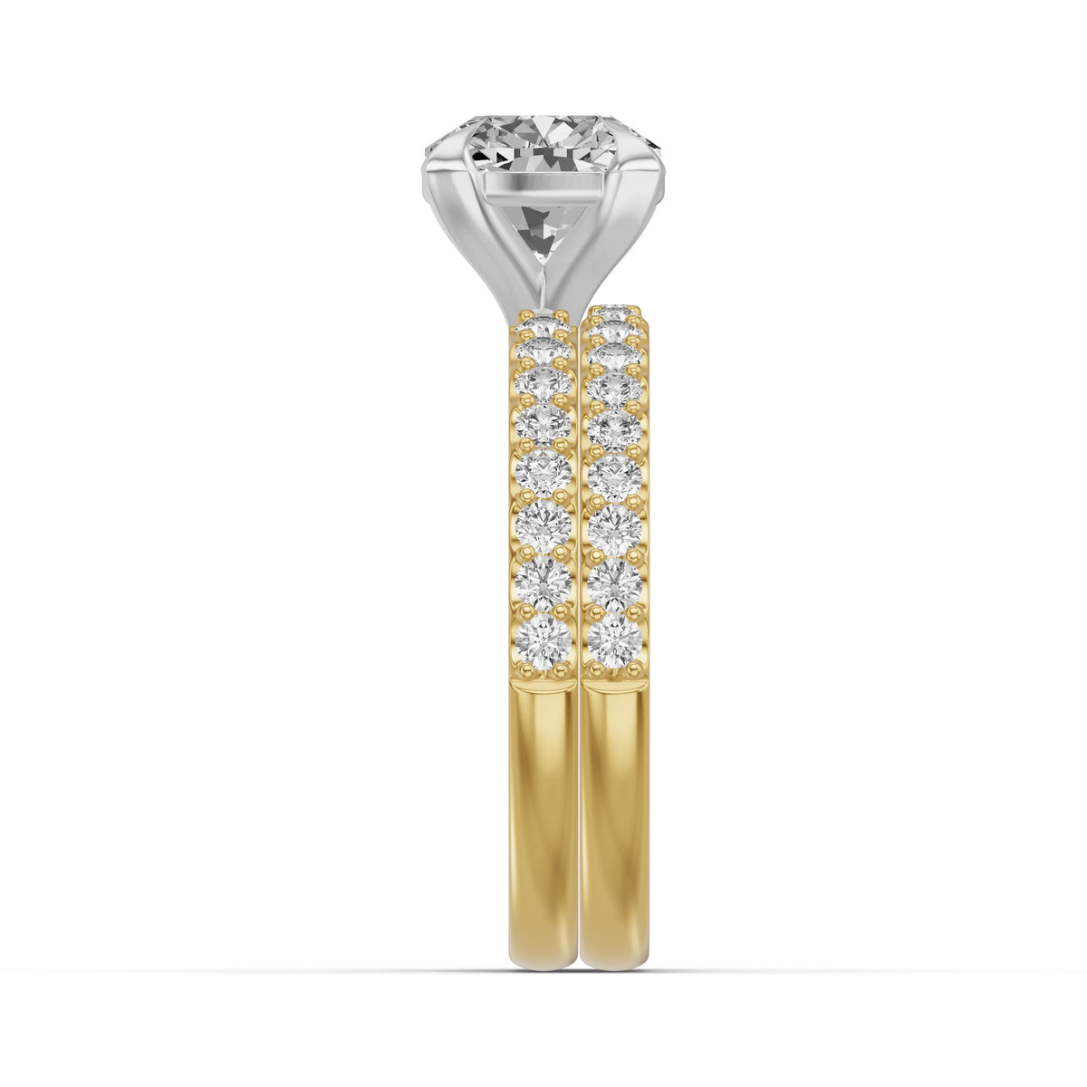 Micro-Pavé Bridal Set — Cushion — 2.0 ct 14k Yellow Gold