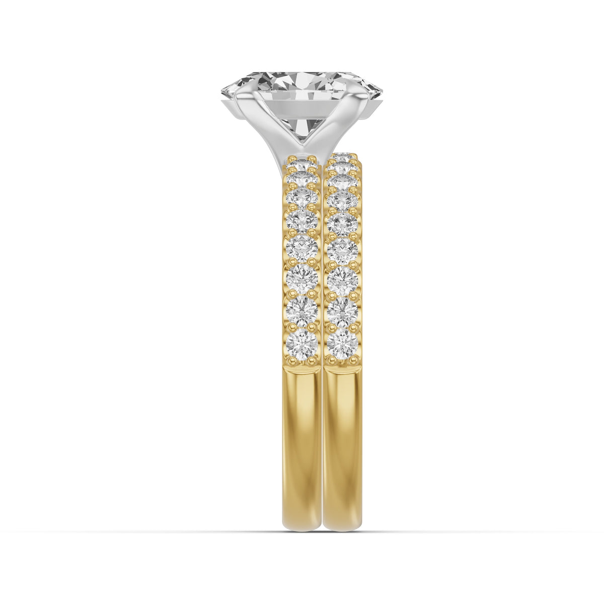 Micro-Pavé Bridal Set — Oval — 2.0 ct 14k Yellow Gold