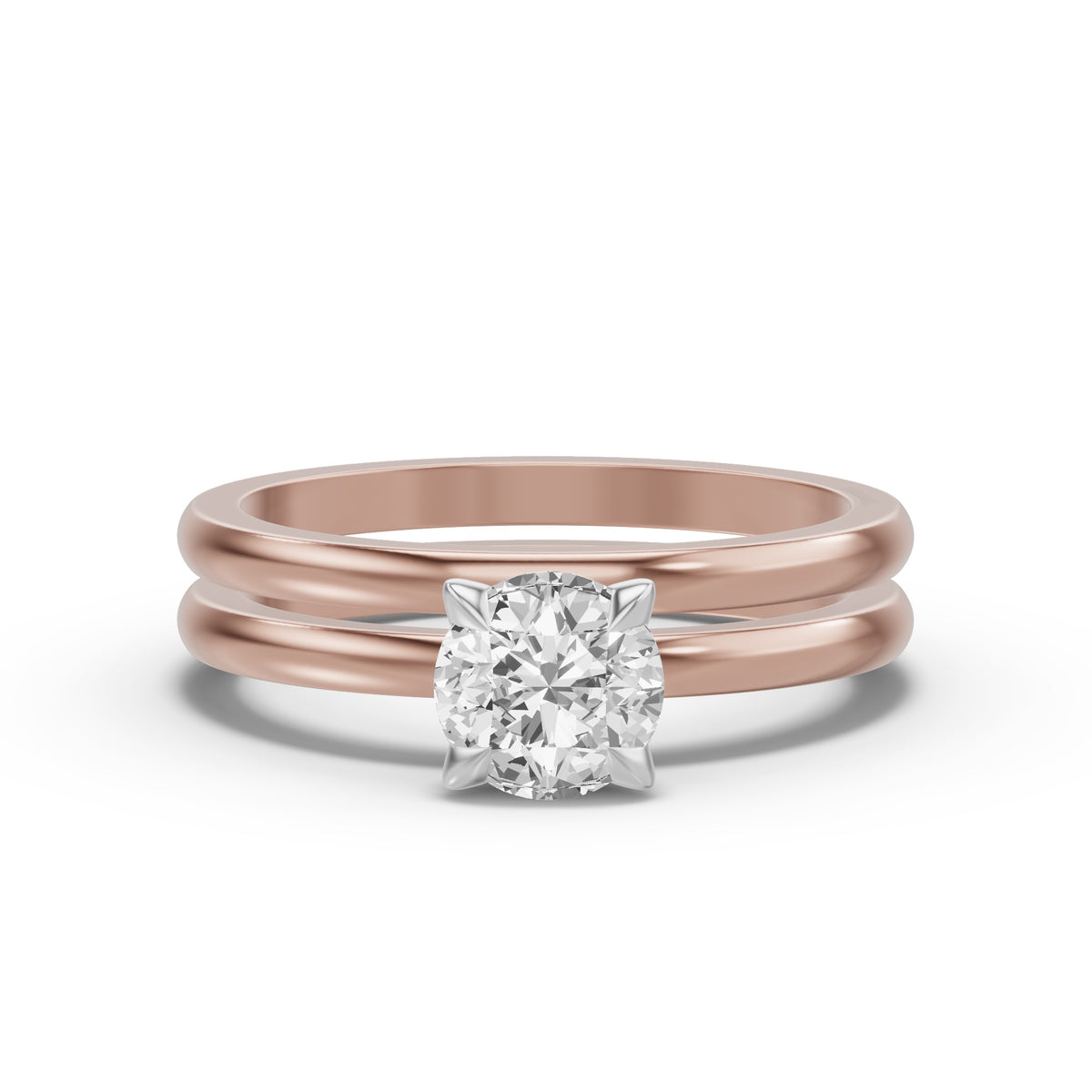 Classic Solitaire Bridal Set — Round — 1.0 ct 14k Rose Gold