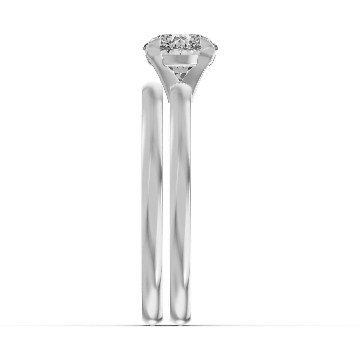 Classic Solitaire Bridal Set — Round — 1.0 ct 14k White Gold