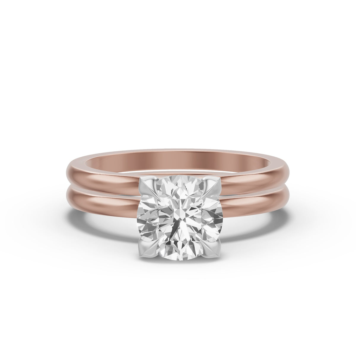 Classic Solitaire Bridal Set — Round — 2.0 ct 14k Rose Gold