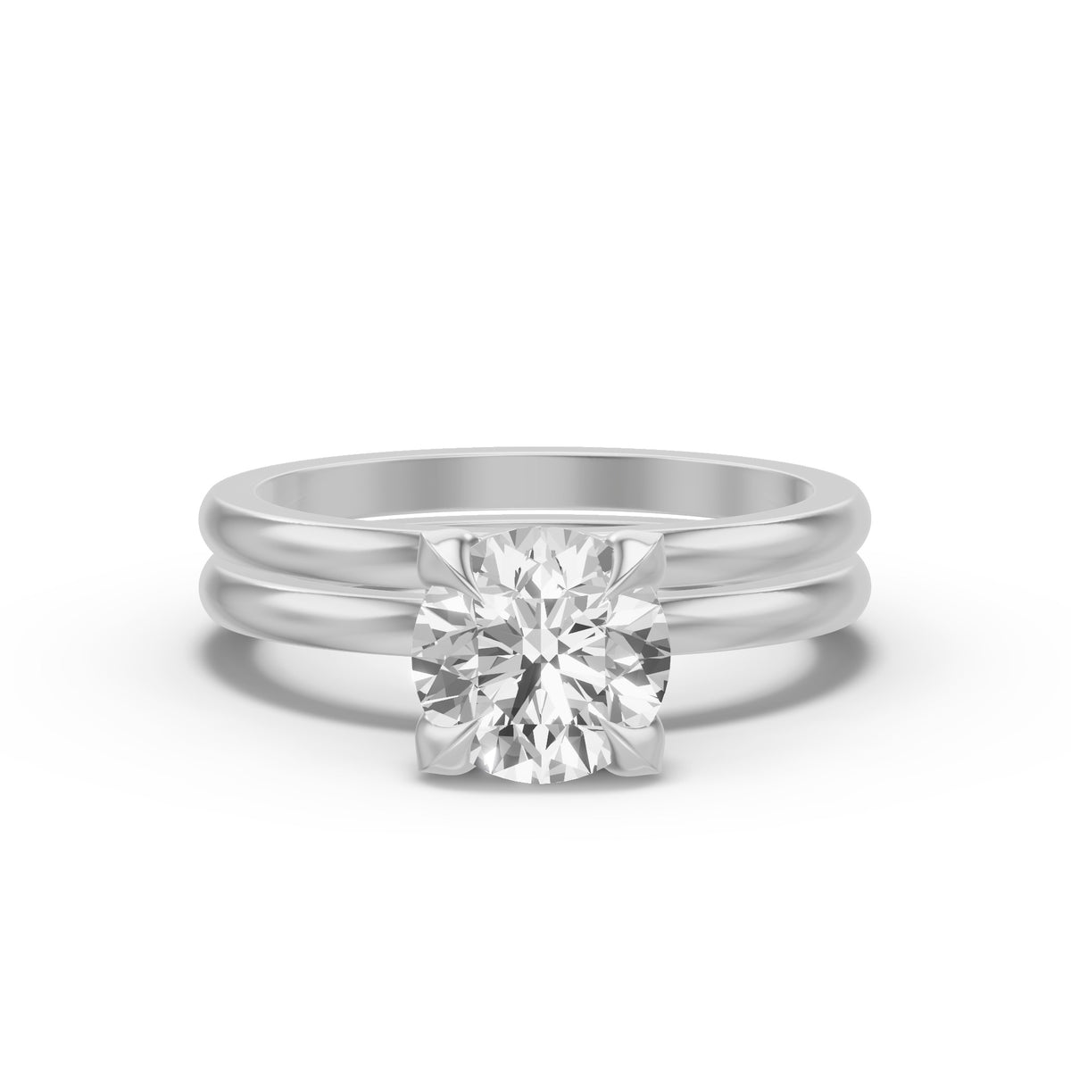 Classic Solitaire Bridal Set — Round — 2.0 ct 14k White Gold