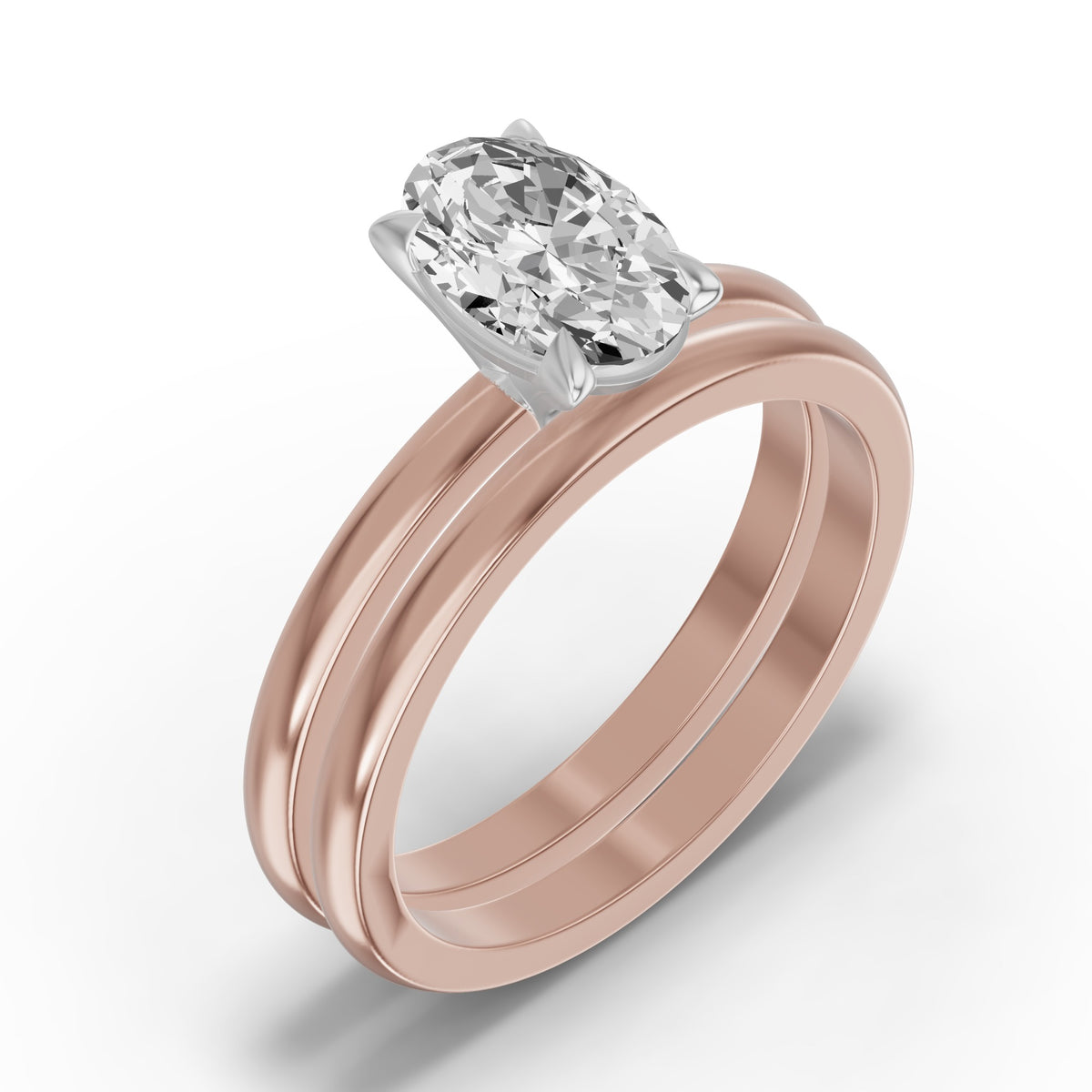 Classic Solitaire Bridal Set — Oval — 1.5 ct 14k Rose Gold