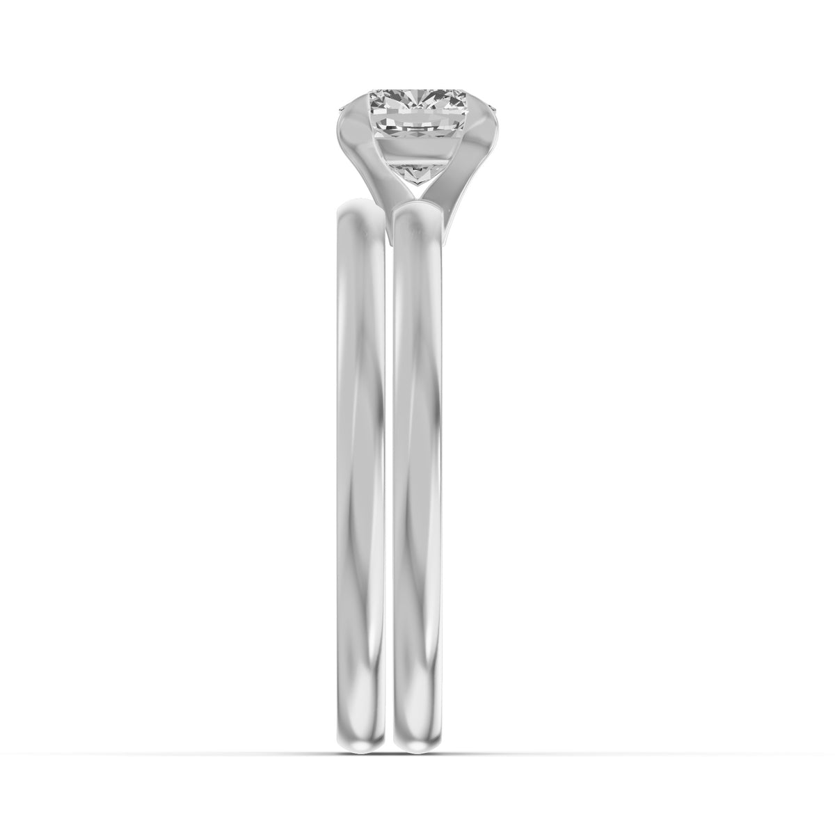 Classic Solitaire Bridal Set — Cushion — 1.0 ct 14k White Gold