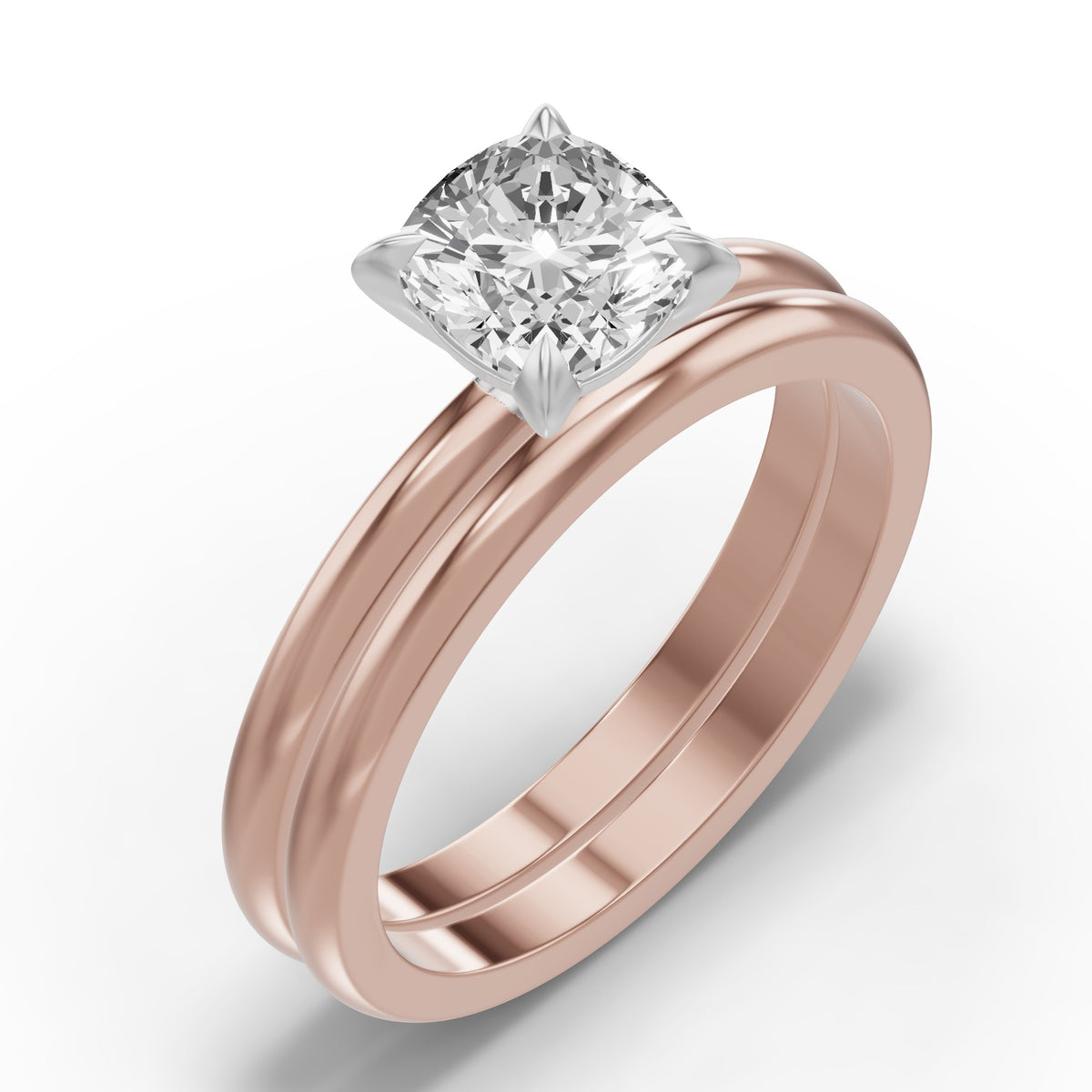 Classic Solitaire Bridal Set — Cushion — 1.5 ct 14k Rose Gold