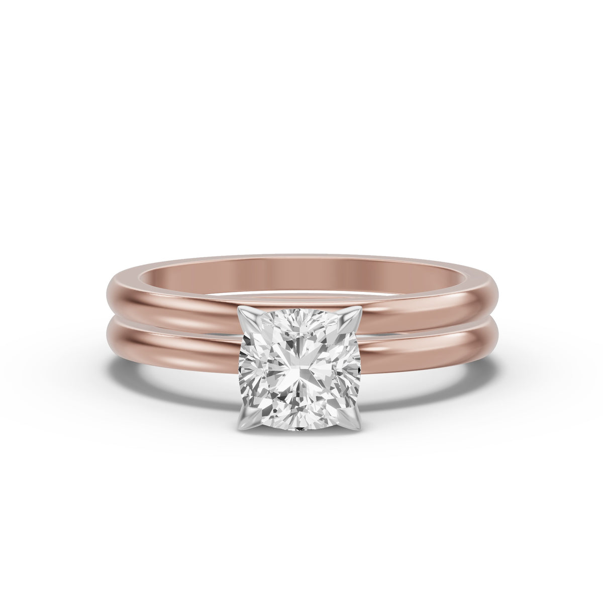 Classic Solitaire Bridal Set — Cushion — 1.5 ct 14k Rose Gold