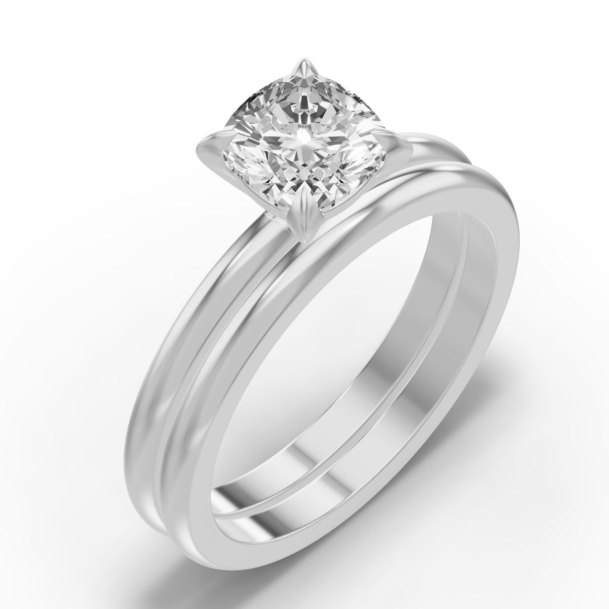 Classic Solitaire Bridal Set — Cushion — 1.5 ct 14k White Gold