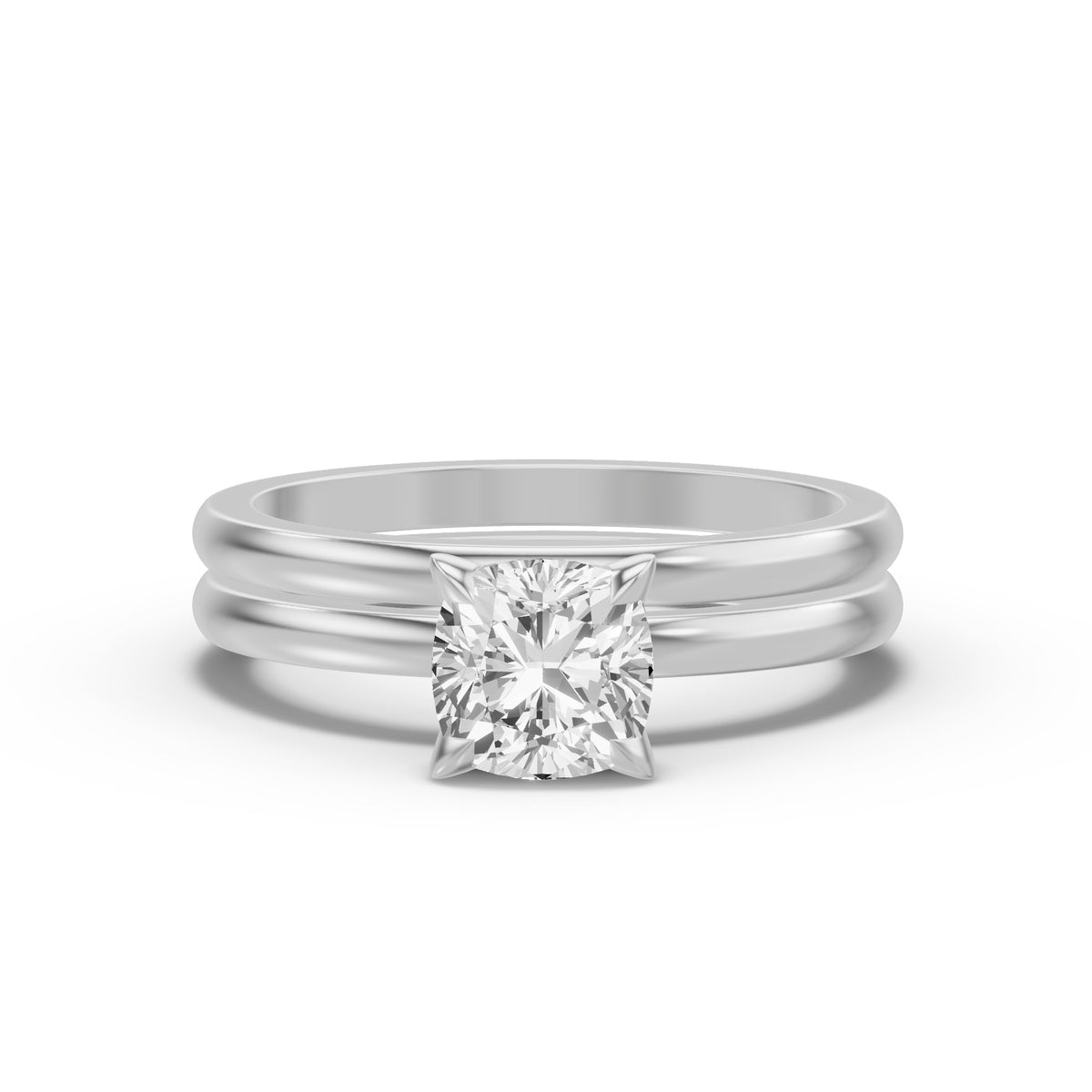 Classic Solitaire Bridal Set — Cushion — 1.5 ct 14k White Gold
