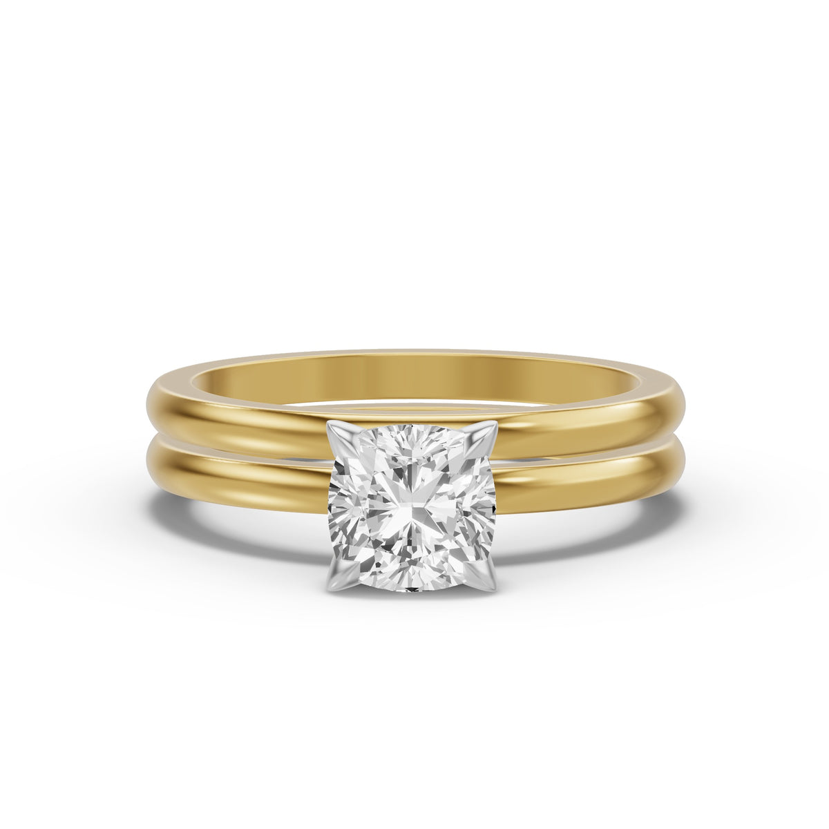 Classic Solitaire Bridal Set — Cushion — 1.5 ct 14k Yellow Gold