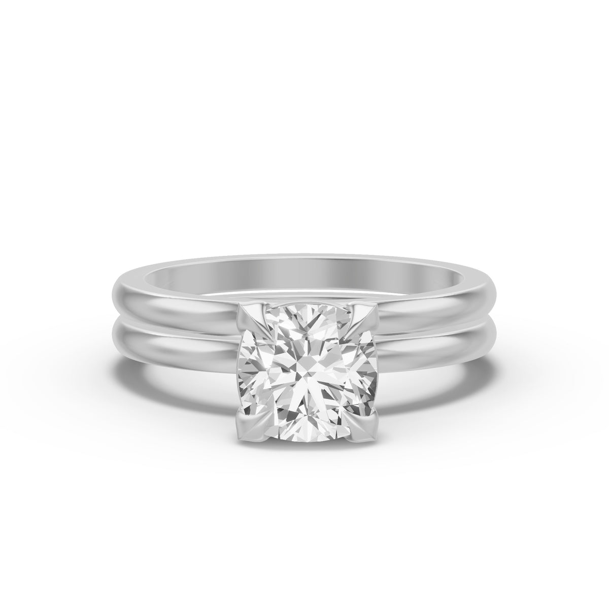 Classic Solitaire Bridal Set — Cushion — 2.0 ct 14k White Gold