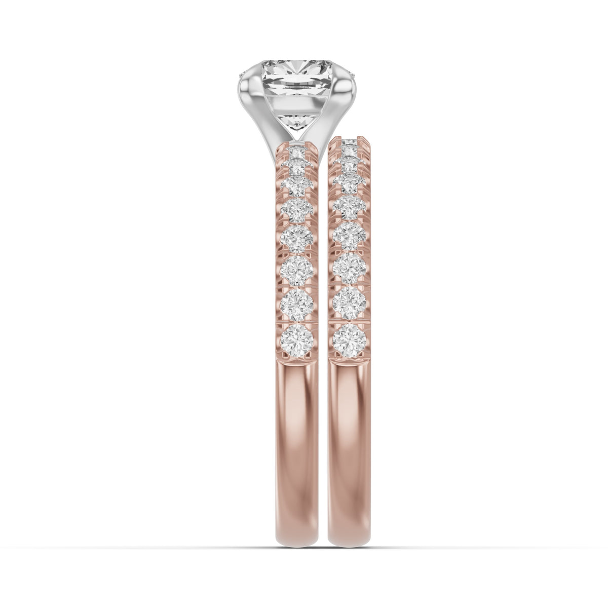 Micro-Pavé Bridal Set — Cushion — 1.0 ct 14k Rose Gold