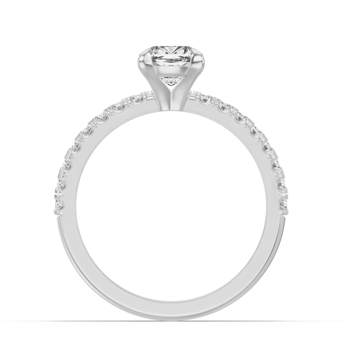 Micro-Pavé Bridal Set — Cushion — 1.0 ct 14k White Gold