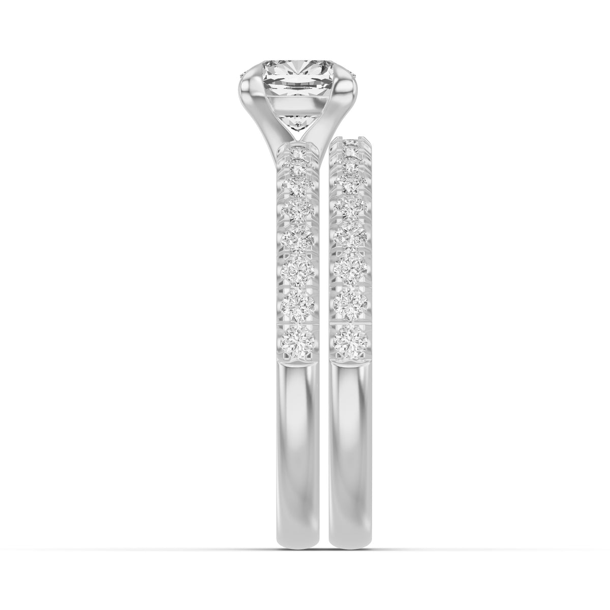 Micro-Pavé Bridal Set — Cushion — 1.0 ct 14k White Gold