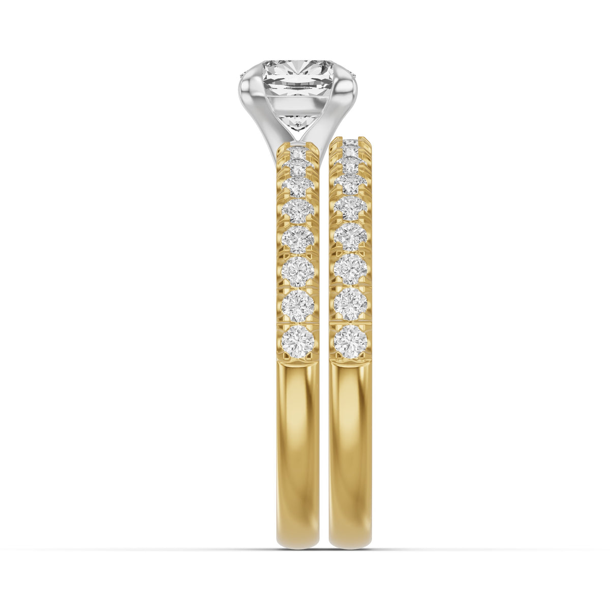 Micro-Pavé Bridal Set — Cushion — 1.0 ct 14k Yellow Gold