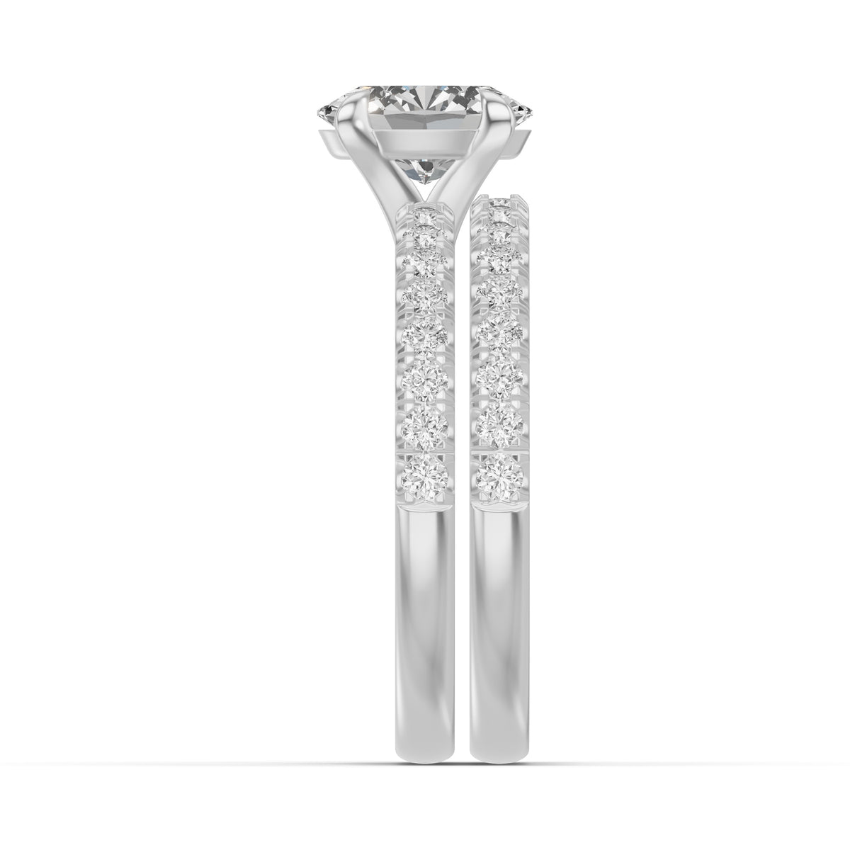 Micro-Pavé Bridal Set — Oval — 1.0 ct 14k White Gold