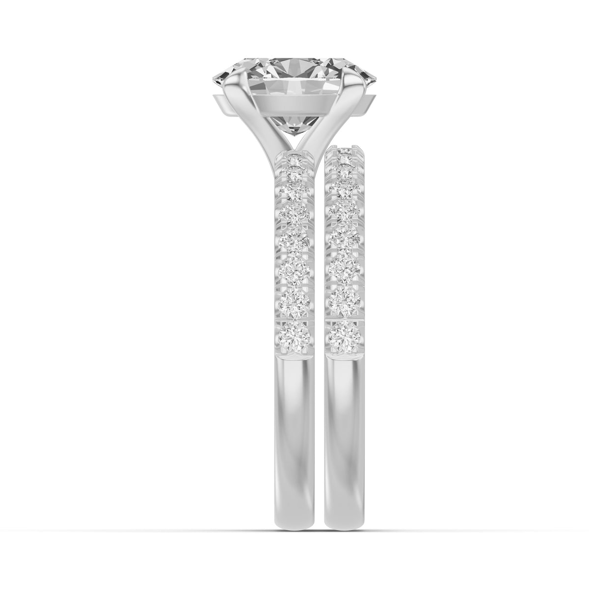Micro-Pavé Bridal Set — Oval — 1.5 ct 14k White Gold