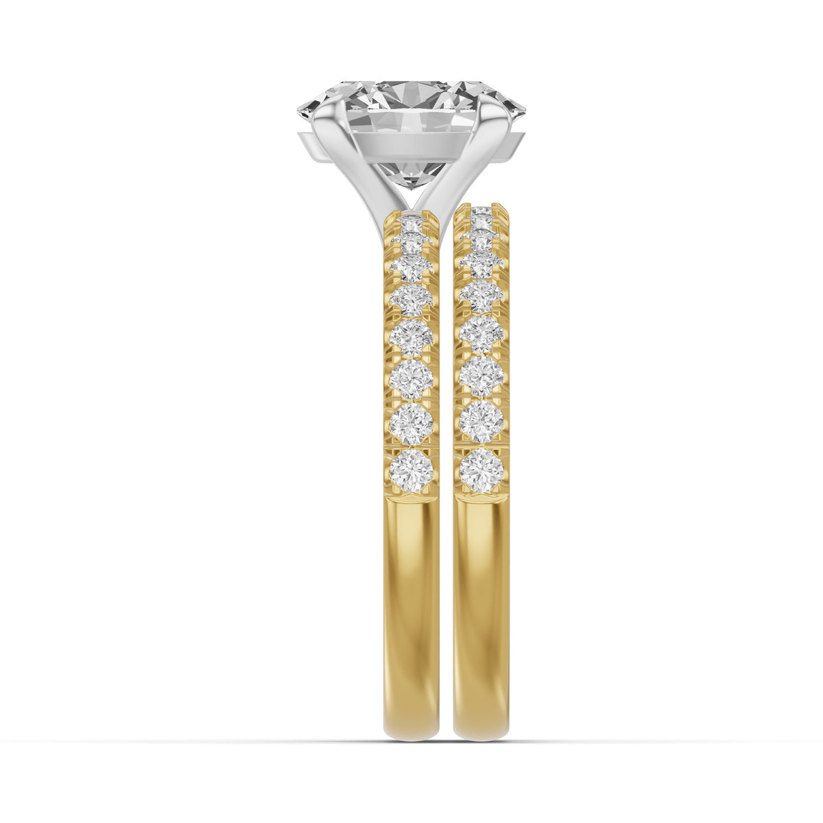 Micro-Pavé Bridal Set — Oval — 1.5 ct 14k Yellow Gold