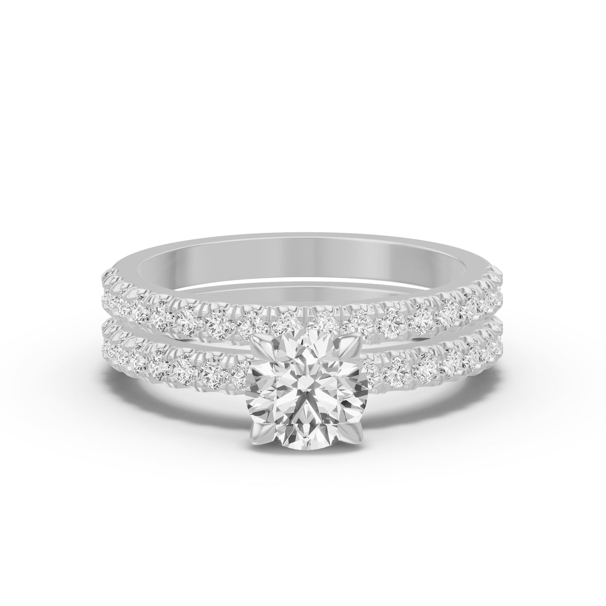 Micro-Pavé Bridal Set — Round — 1.0 ct 14k White Gold