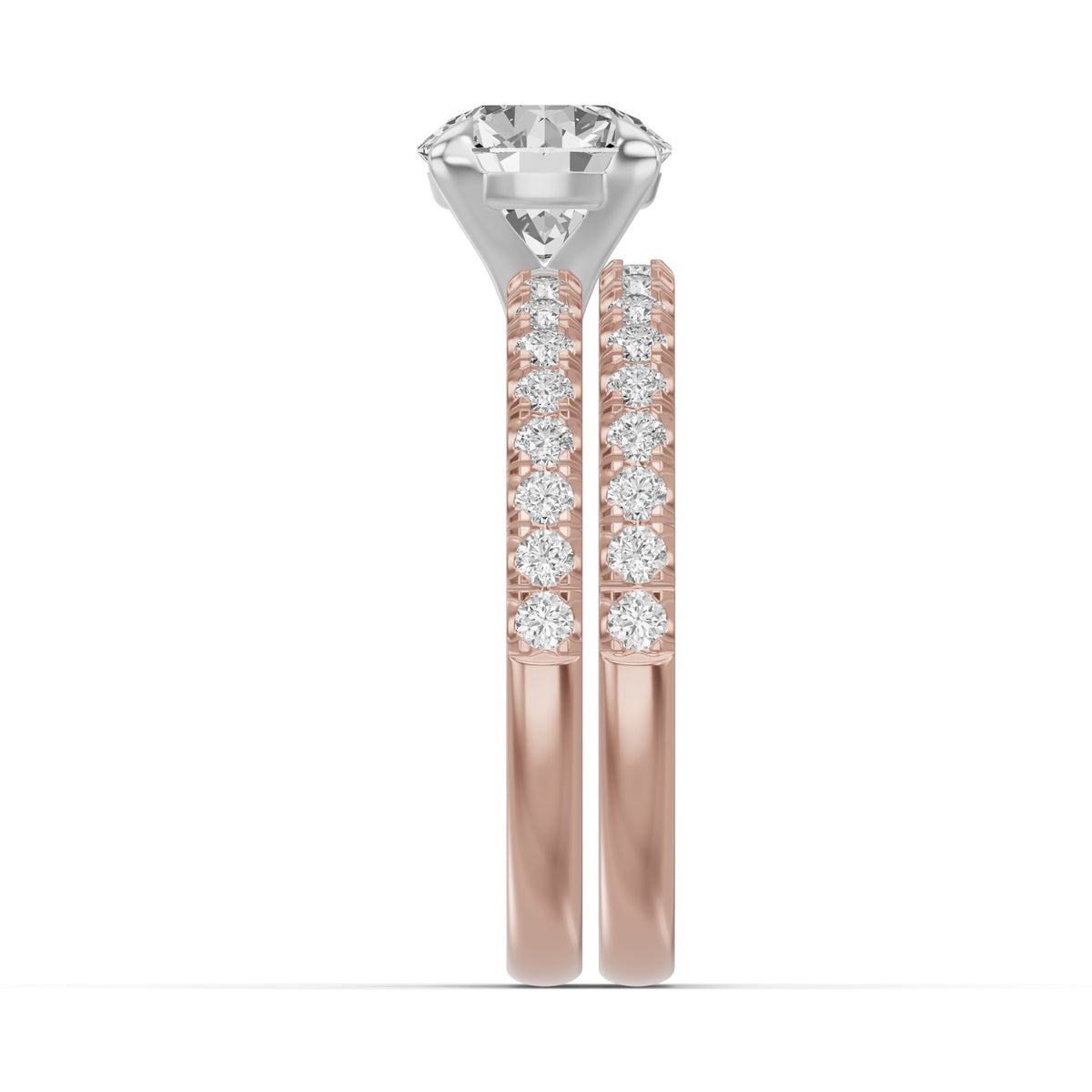 Micro-Pavé Bridal Set — Round — 1.5 ct 14k Rose Gold