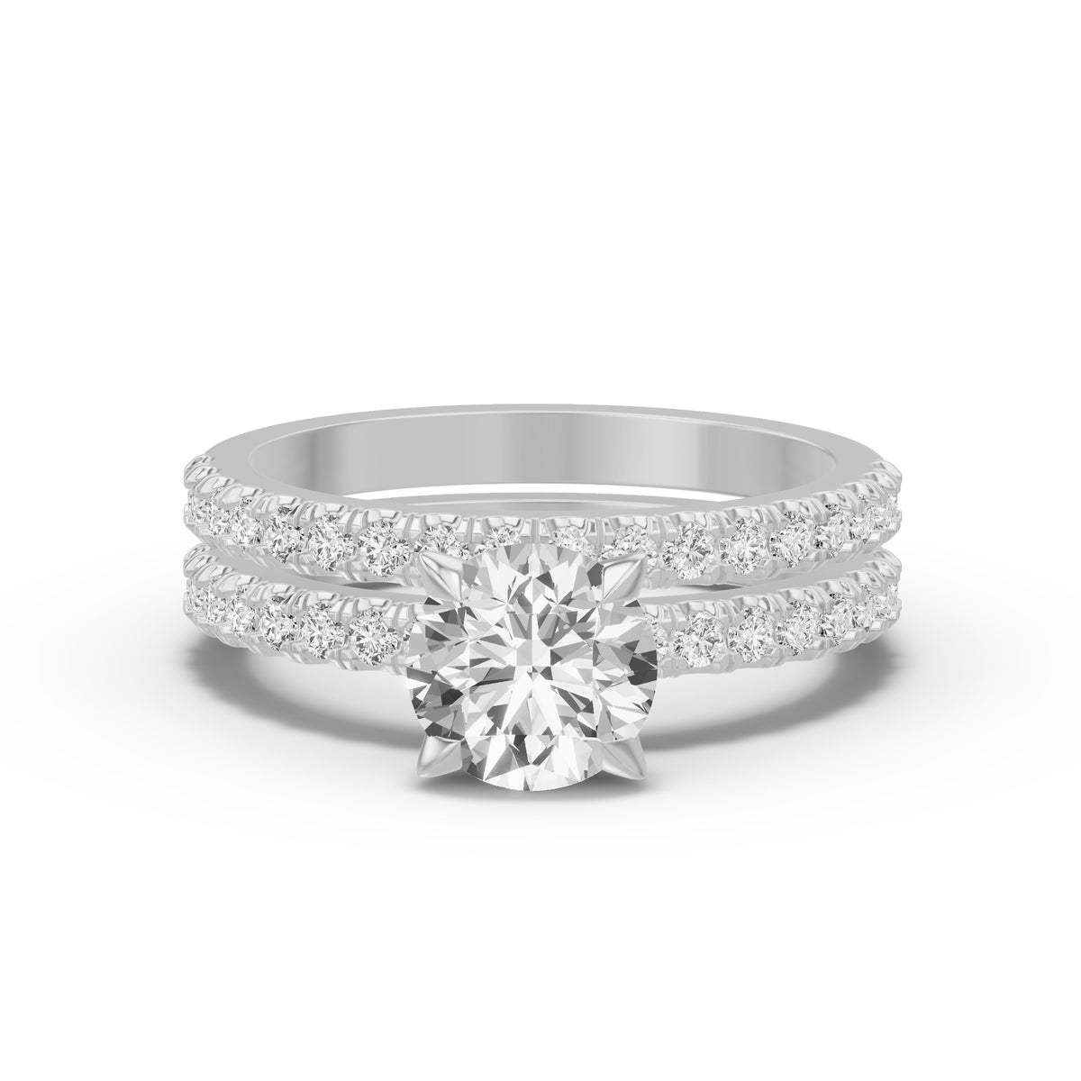 Micro-Pavé Bridal Set — Round — 1.5 ct 14k White Gold