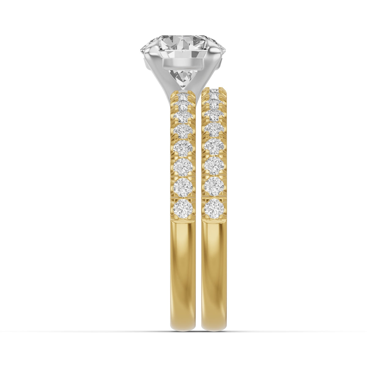 Micro-Pavé Bridal Set — Round — 1.5 ct 14k Yellow Gold