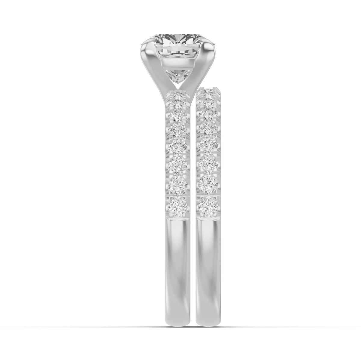 Micro-Pavé Bridal Set — Cushion — 1.5 ct 14k White Gold