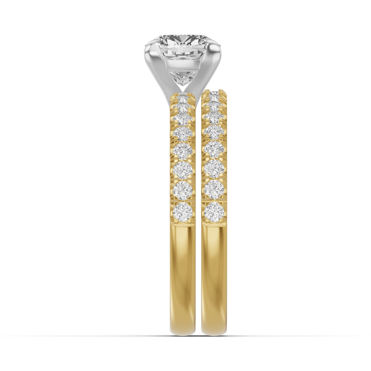 Micro-Pavé Bridal Set — Cushion — 1.5 ct 14k Yellow Gold