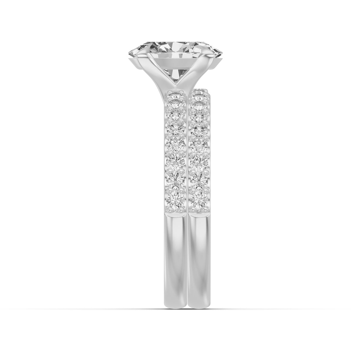 Micro-Pavé Bridal Set — Oval — 2.0 ct 14k White Gold