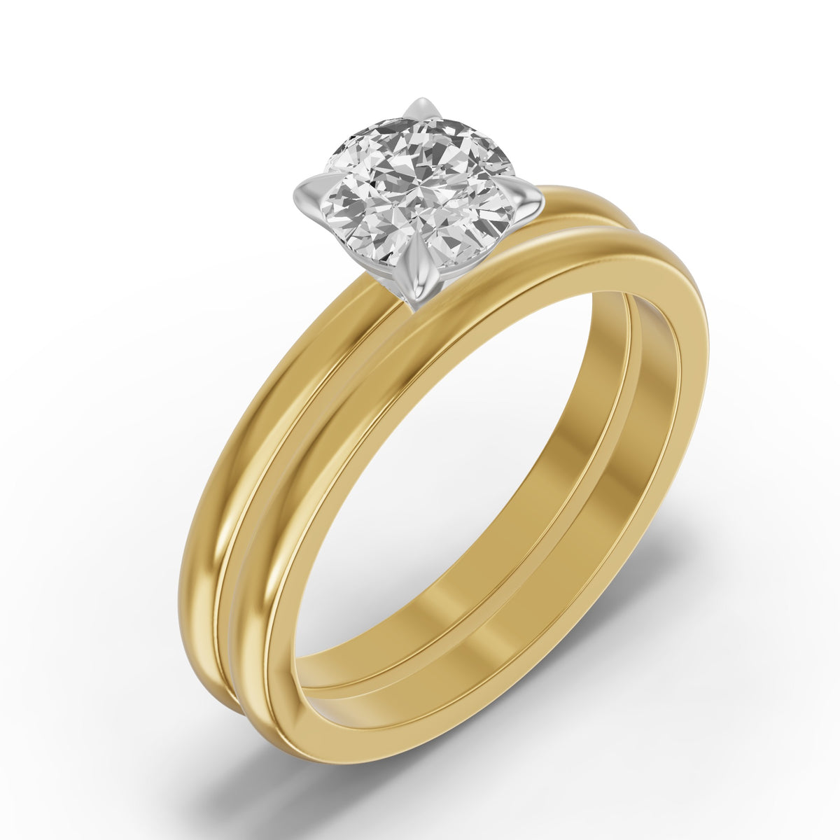 Classic Solitaire Bridal Set — Round — 1.0 ct 14k Yellow Gold