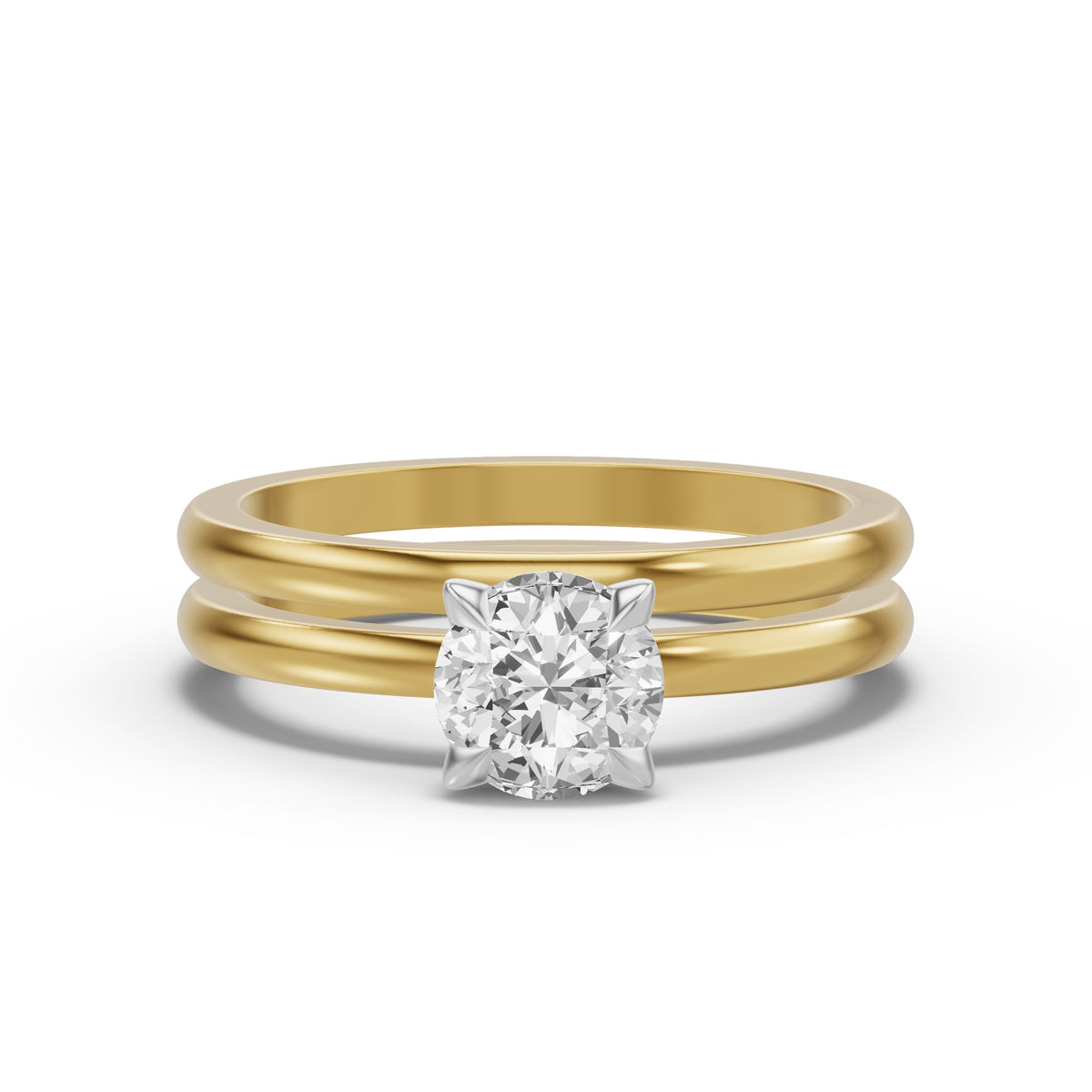 Classic Solitaire Bridal Set — Round — 1.0 ct 14k Yellow Gold