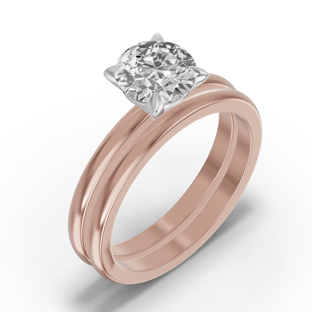Classic Solitaire Bridal Set — Round — 1.5 ct 14k Rose Gold
