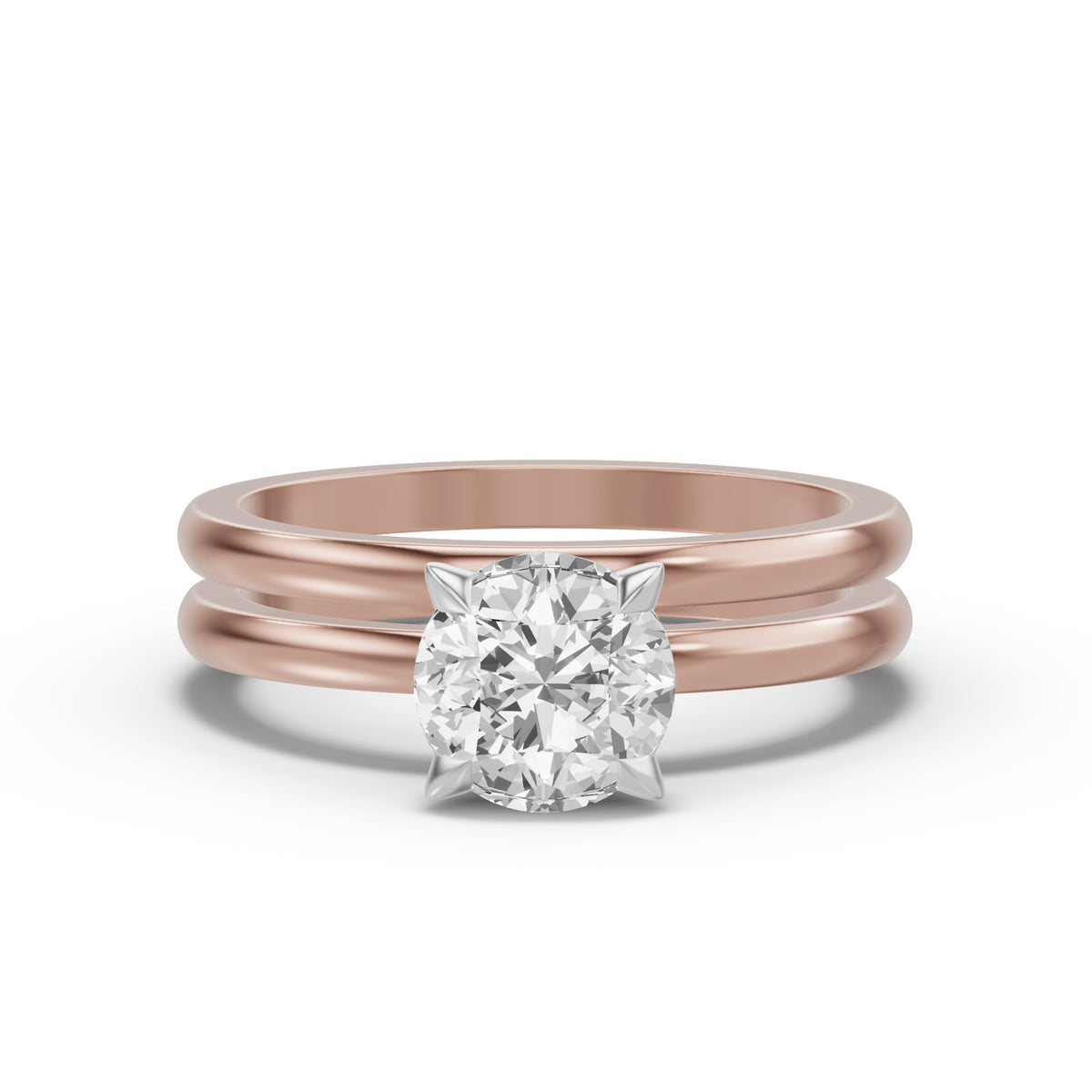 Classic Solitaire Bridal Set — Round — 1.5 ct 14k Rose Gold
