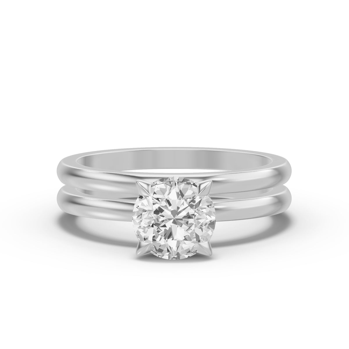 Classic Solitaire Bridal Set — Round — 1.5 ct 14k White Gold