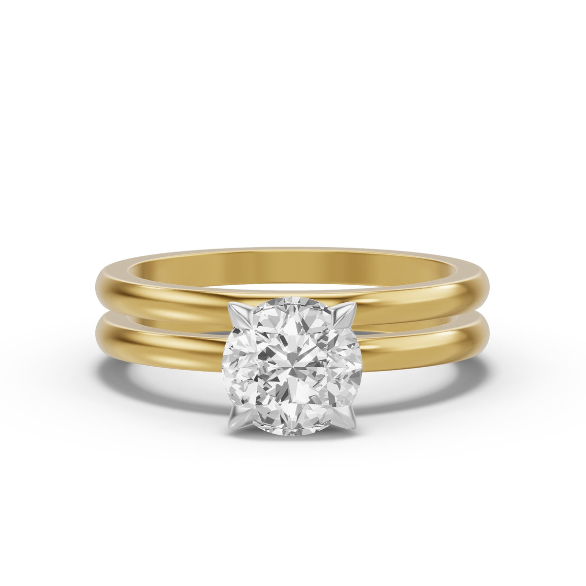Classic Solitaire Bridal Set — Round — 1.5 ct 14k Yellow Gold