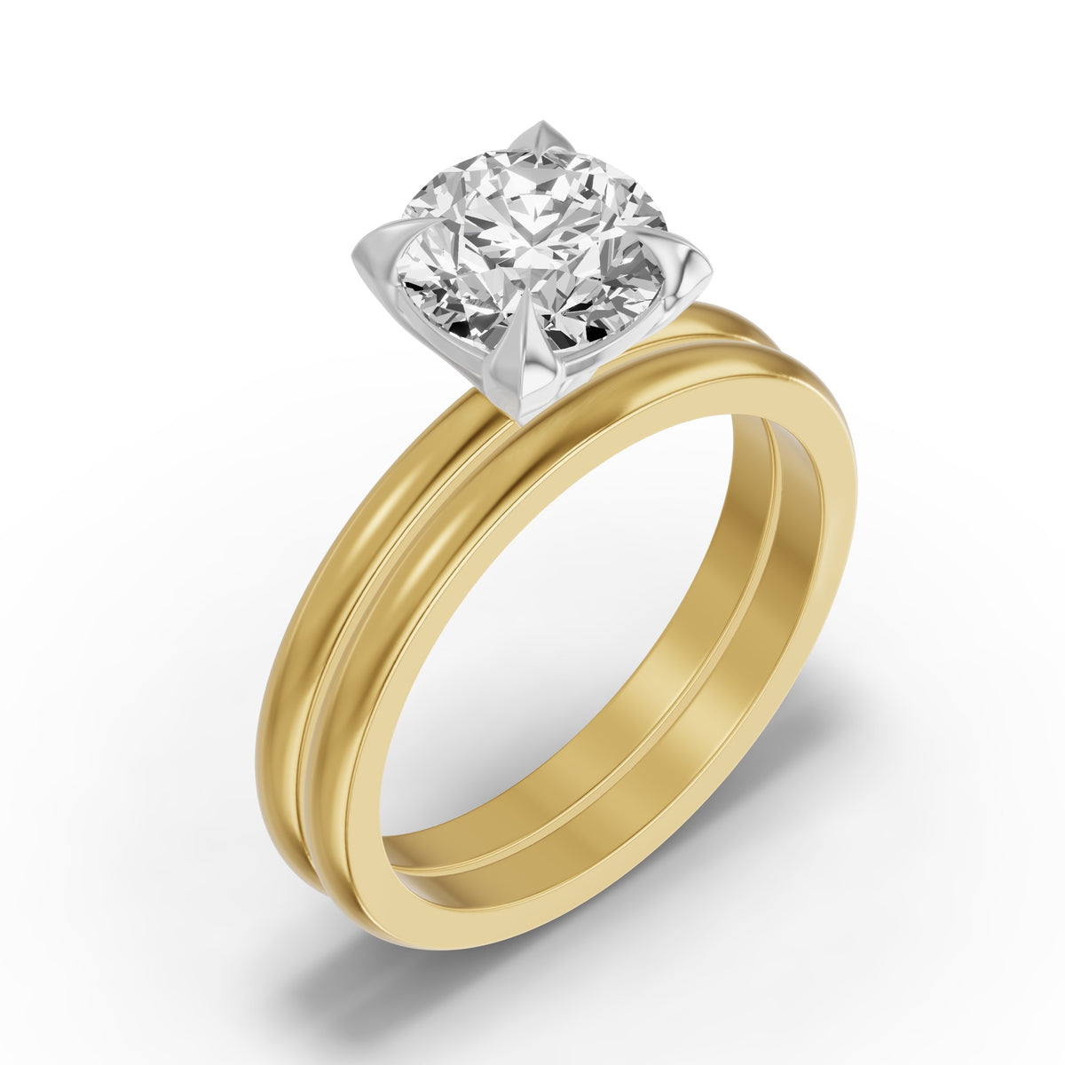 Classic Solitaire Bridal Set — Round — 2.0 ct 14k Yellow Gold