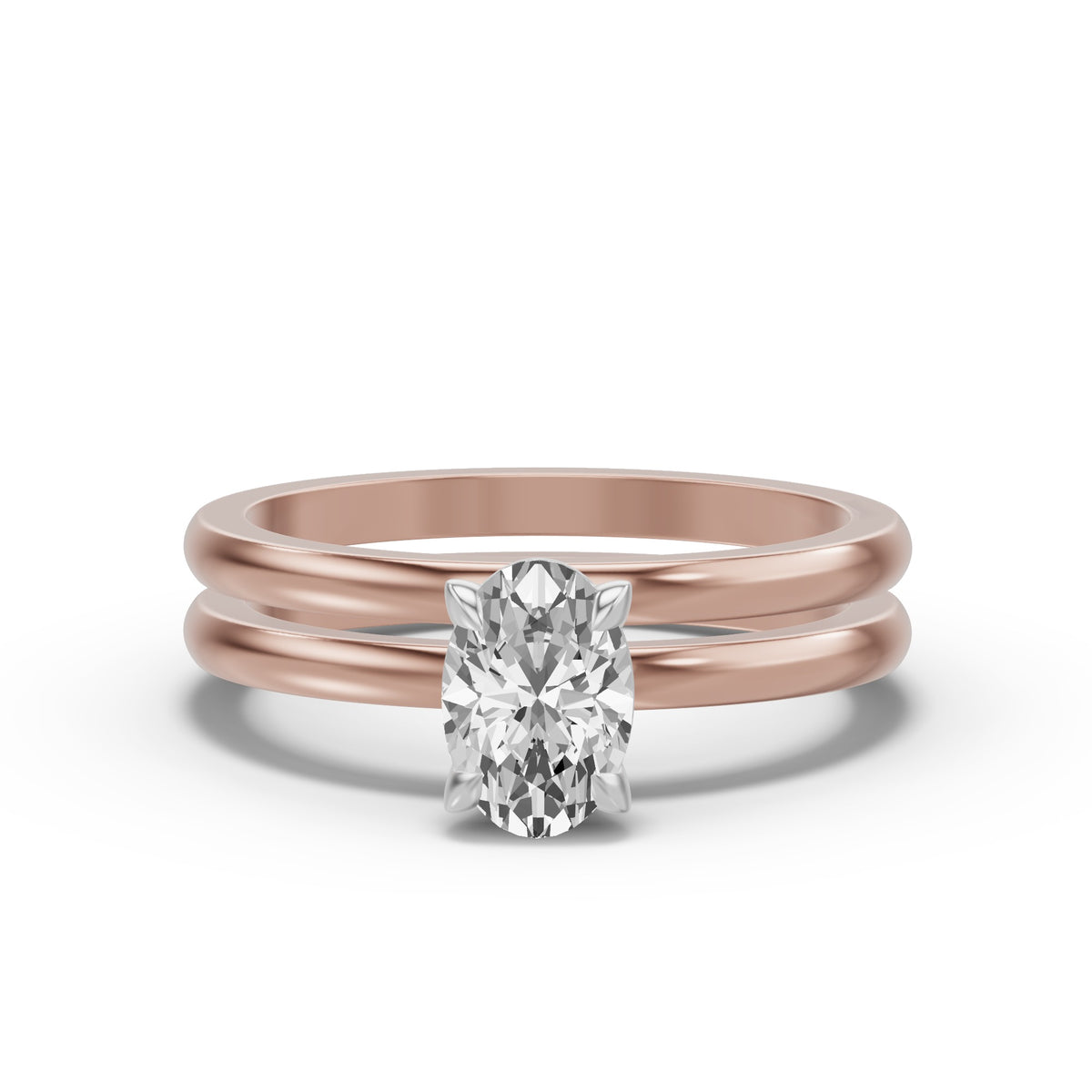 Classic Solitaire Bridal Set — Oval — 1.0 ct 14k Rose Gold
