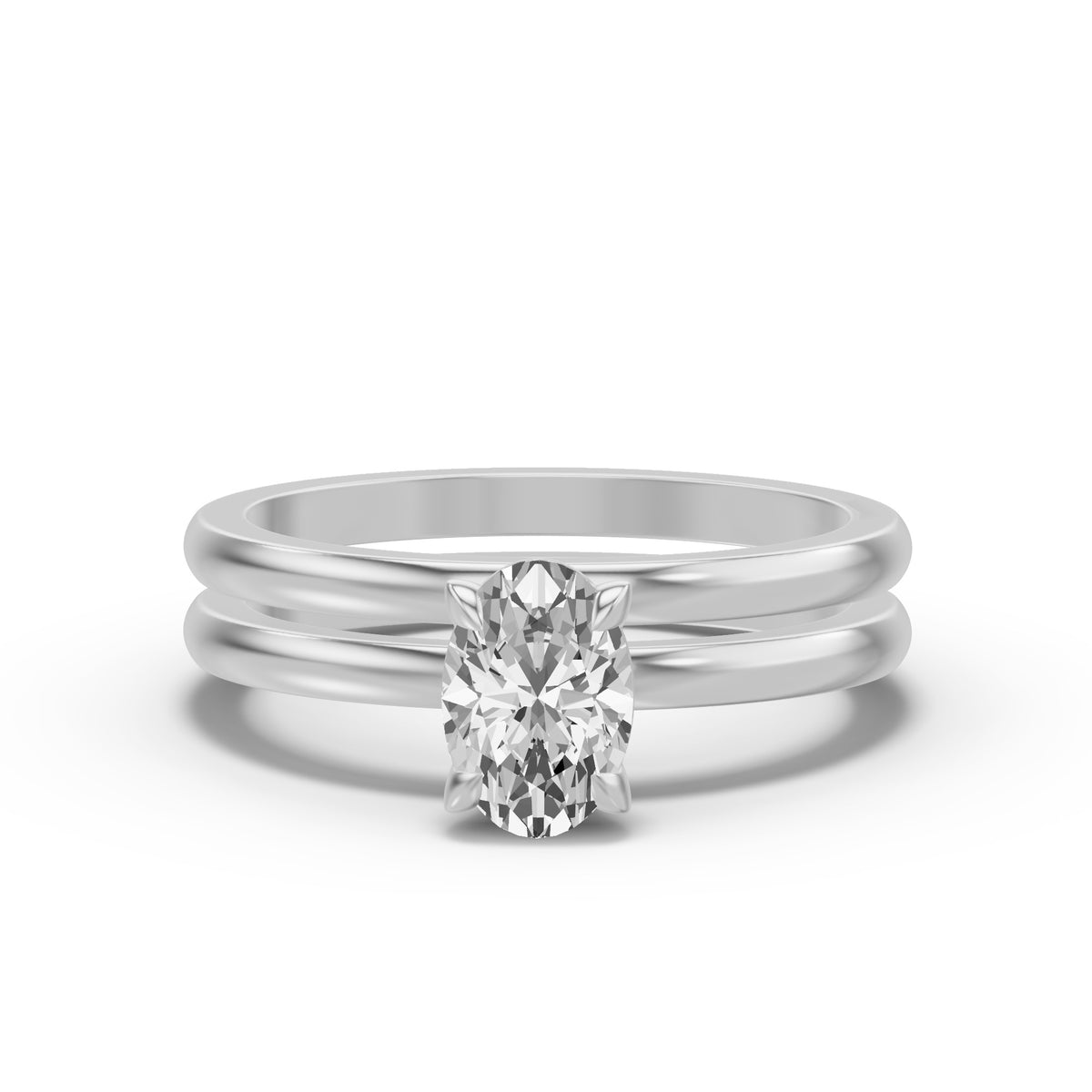 Classic Solitaire Bridal Set — Oval — 1.0 ct 14k White Gold
