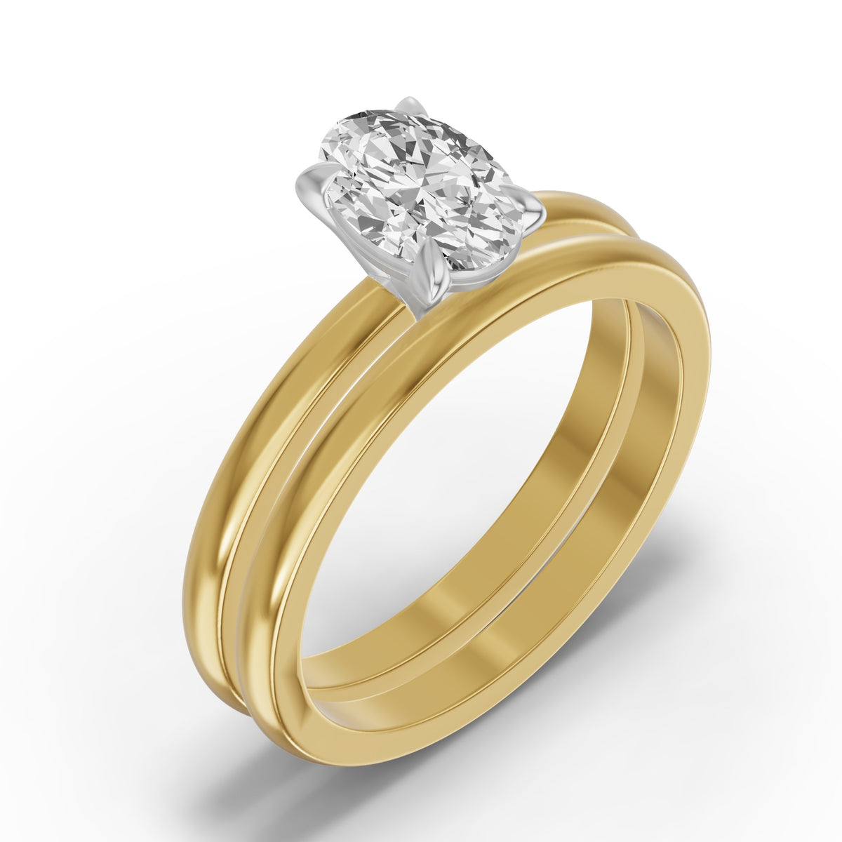 Classic Solitaire Bridal Set — Oval — 1.0 ct 14k Yellow Gold