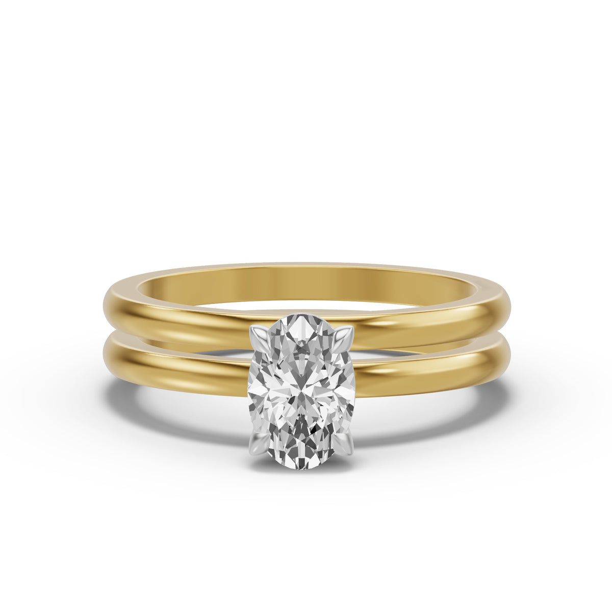Classic Solitaire Bridal Set — Oval — 1.0 ct 14k Yellow Gold