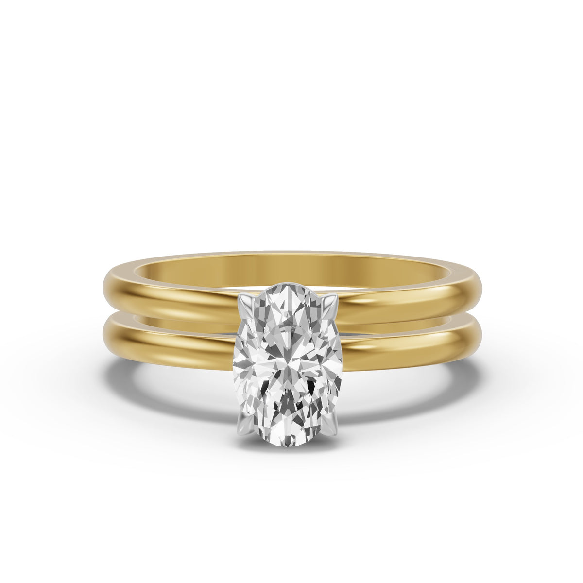 Classic Solitaire Bridal Set — Oval — 1.5 ct 14k Yellow Gold