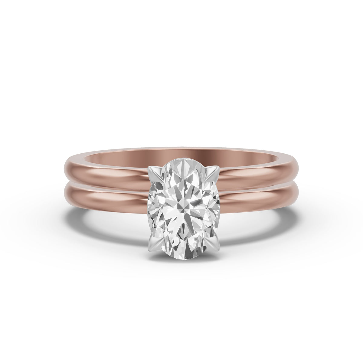 Classic Solitaire Bridal Set — Oval — 2.0 ct 14k Rose Gold