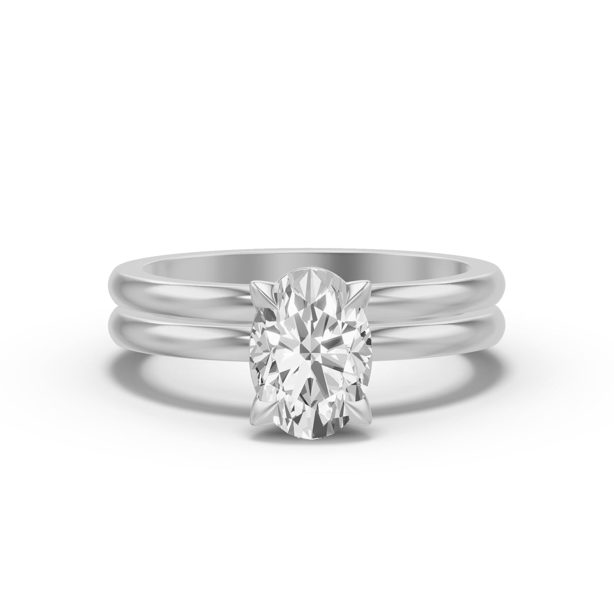 Classic Solitaire Bridal Set — Oval — 2.0 ct 14k White Gold