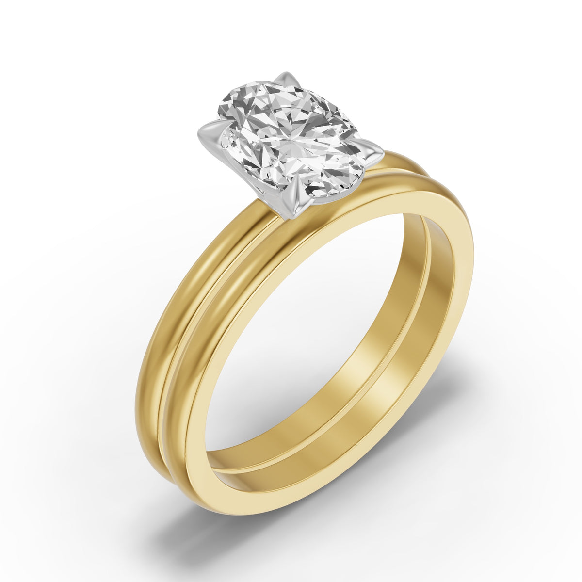 Classic Solitaire Bridal Set — Oval — 2.0 ct 14k Yellow Gold