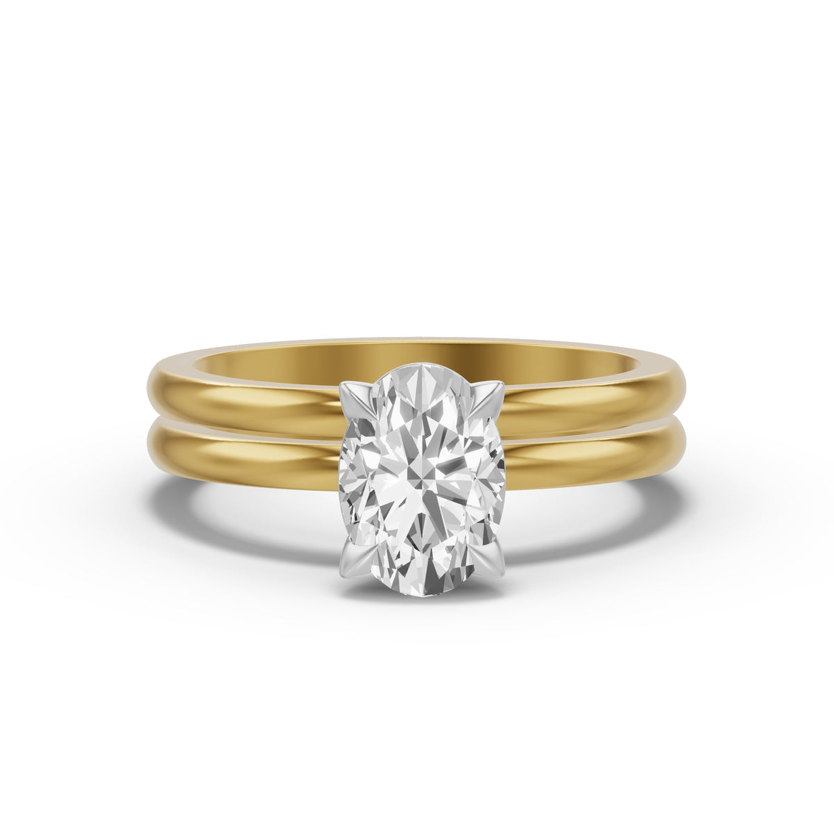 Classic Solitaire Bridal Set — Oval — 2.0 ct 14k Yellow Gold