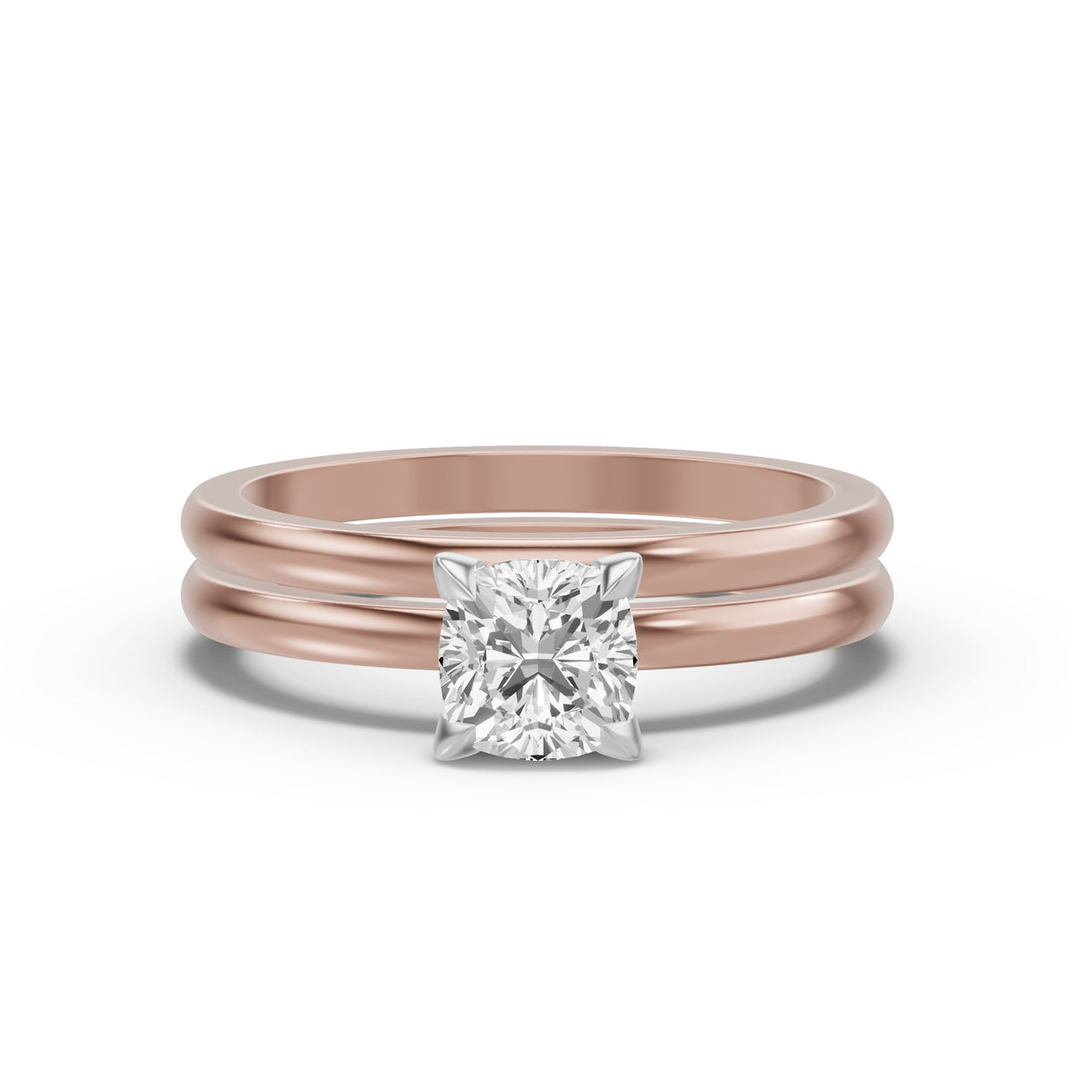 Classic Solitaire Bridal Set — Cushion — 1.0 ct 14k Rose Gold